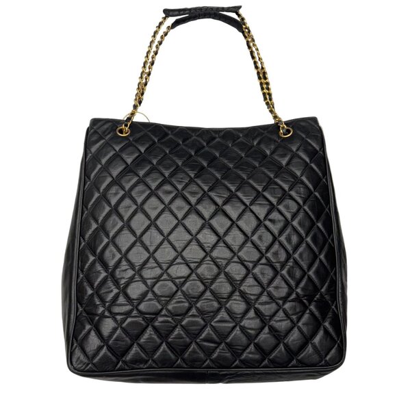CHANEL Black Lambskin Quilted Tote/Shoulder Bag - Picture 1 of 6